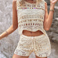 Crochet Lace Sleeveless Crop Knit Top & Shorts Set