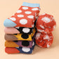 Grapefruit Orange Polka Dot Color Block Thick Soft Crew Socks