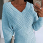 V Neck Hollow Out Long Sleeve Knit Dress