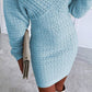 V Neck Hollow Out Long Sleeve Knit Dress