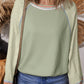 Meadow Mist Green Waffle Knit Wide Bracelet Sleeve Patchwork Raglan Top