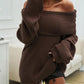 Off Shoulder Long Sleeve Oversized Knit Sweater