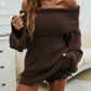 Off Shoulder Long Sleeve Oversized Knit Sweater