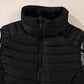 Black Plush Collared Quilted Zipped Puffer Vest