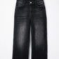 Carbon Grey Mineral Wash Raw Hem High Waist Flared Jeans