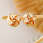 Gold Plated Textured Knot Stud Earrings