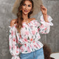 Off Shoulder Floral Print Lantern Sleeve Top