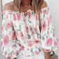 Off Shoulder Floral Print Lantern Sleeve Top