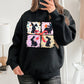 Black Floral Bunny Plaid Bow Graphic Easter Fashion Sweatshirt