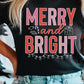 Black MERRY and BRIGHT Crew Neck Christmas Graphic Tee