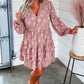 Peach Blossom Floral Surplice V Neck Tiered Ruffled Plus Size Dress