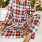 Red Christmas Plaid Print Two Piece Long Sleeve Pajamas Set