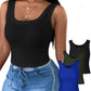 3 Pack Scoop Neck Sleeveless Ribbed Tank Top Cami Tee Shirts