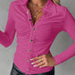 Ruched Buttoned Long Sleeve Top