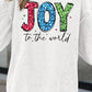 White JOY to the world Ribbed Crewneck Pullover Sweatshirt