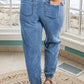 Dusk Blue Drawstring Waist Pocketed Plus Size Denim Joggers