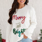 White Tinsel Merry and Bright Graphic Christmas Sweater