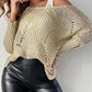 2 Piece Hollow out Pullover Top Inner Tank Open Knit Sweater Blouse Set