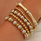 Gold 5Pcs Stackable Beaded Stretch Bracelets