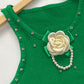 Floral Pattern Rhinestone Pearls Decor Knit Tank Top