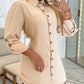 Side Drawstring Buttoned Roll Up Sleeve Shirt Dress