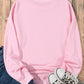 Pink Ghost Bowknot Printed Drop Shoulder Halloween Sweatshirt