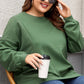 Blackish Green Loose Patchwork Crewneck Plus Size Sweatshirt