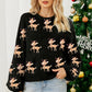 Black Christmas Reindeer Pattern Drop Shoulder Sweater