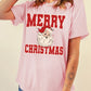 Pink MERRY CHRISTMAS Santa Claus Printed T Shirt