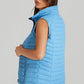 Sky Blue Plush Collared Quilted Zipped Puffer Vest