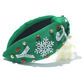 Dark Green Christmas Rice Beaded Rhinestone Wide Headband