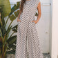 Khaki Checkered Print Buttoned Crew Neck Wide Leg Jumpsuit