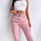 Side Pockets Drawstring Waist Cropped Cargo Pants