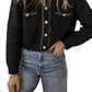 Black Shimmer Flap Pocket Button up Cardigan