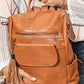 Brown Tassel Decor Retro PU Large Capacity Backpack