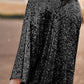 Black Sequin 3/4 Sleeve Open Front Duster Kimono