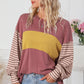 Fiery Red Colorblock Striped Bishop Sleeve Top