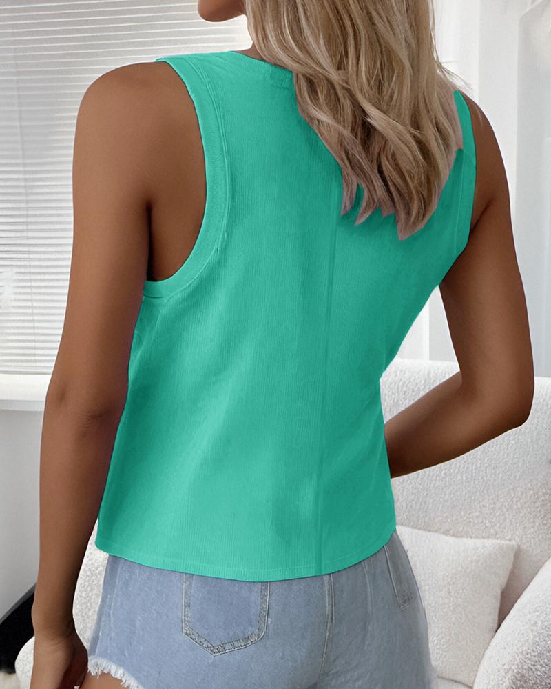 U Neck Racer Back Ribbed Tank Top