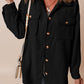 Black Corduroy Flap Pocket Button Up Shacket