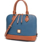 Ashleigh Blue Color Contrast PU Leather Zipper Tote Bag