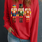 Red Christmas Metallic Nutcracker Graphic Crew Neck Sweatshirt