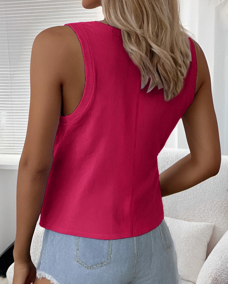 U Neck Racer Back Ribbed Tank Top