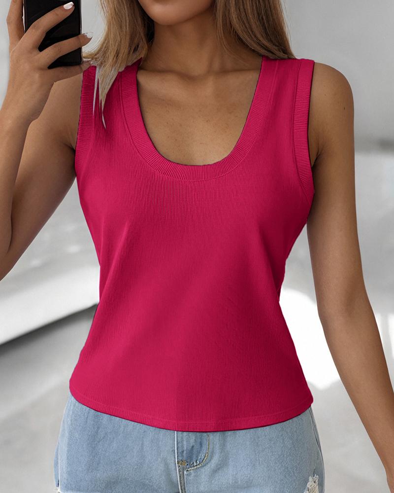 U Neck Racer Back Ribbed Tank Top