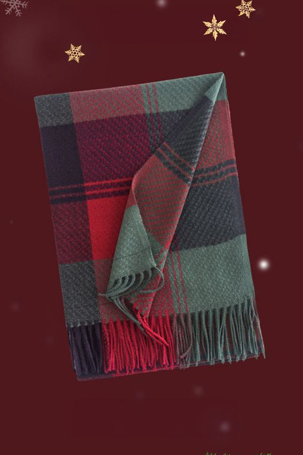 Racing Red Classic Christmas Plaid Fringed Scarf