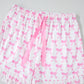 Pink Bowknot Printed Short Sleeve and Ruffled Shorts Valentines Pajama Set