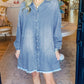 Beau Blue Risen Medium Washed Denim Shirt Dress