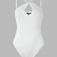 Plain Knit Sleeveless Halter Bodysuit