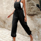 Pocket Design Drawstring Suspender Jumpsuit