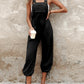 Pocket Design Drawstring Suspender Jumpsuit