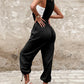 Pocket Design Drawstring Suspender Jumpsuit